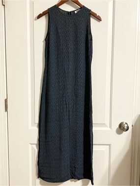 Vtg Old Navy Dress Sz 4 Maxi Floral Dainty Black/Blue Flowy Cottagecore 90s Y2k